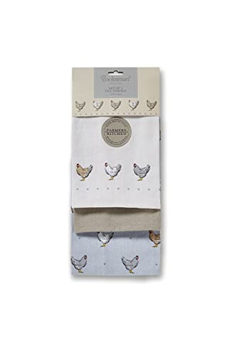Cooksmart British Designed Pack of 3 Tea Towels | Luxury Tea Towels for Kitchen | Modern Designed Tea Towel Set