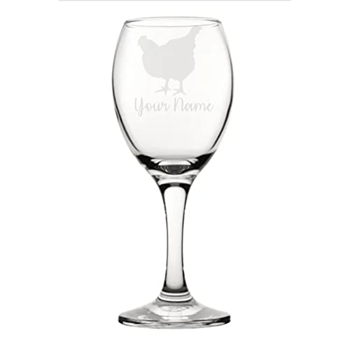 Personalised Chicken Engraved Wine Glass, Chicken Gift, Gift for Women, Gift for men