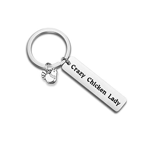 Crazy Chicken Lady Keychain Chicken Lover Gift Country Girl Gift Farm Girl/Wife Gift (crazy chicken lady keychain)