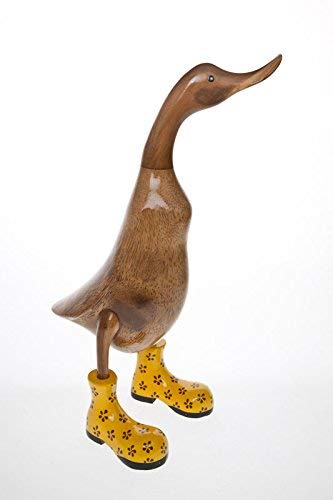 Home Gift Co Hand Carved Wooden Bamboo Root Duck With Welly Boots 47cm tall