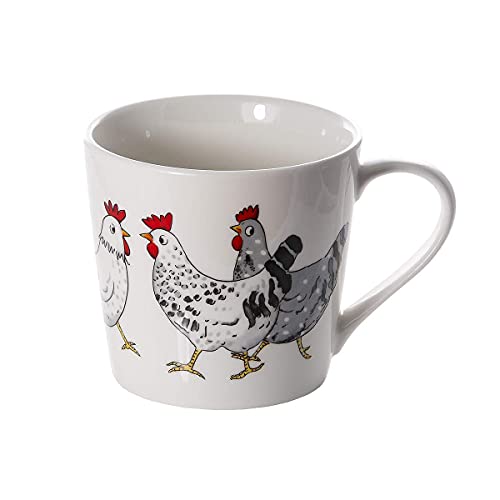 SPOTTED DOG GIFT COMPANY Mugs Set of 2 Animal Mugs Cups for Coffee Tea and Hot Drinks, 13oz Large Mug Size Porcelain China Chicken Themed, Chicken Gifts for Chicken Lovers Women Men