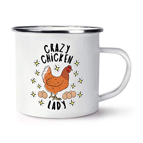 Gift Base Crazy Chicken Lady Stars Retro Enamel Mug Cup