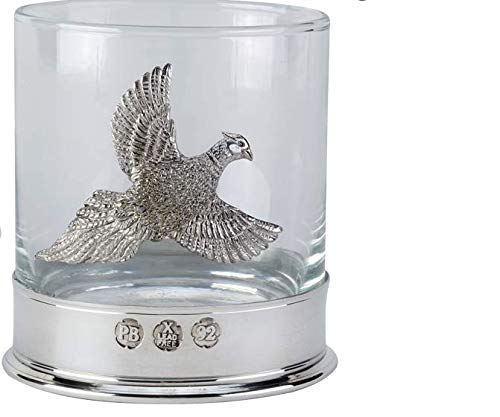 Whisky Glass with a Pewter Pheasant in a Presentation Box