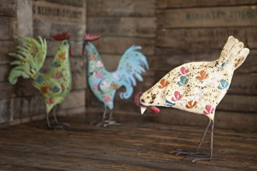 F&G Supplies Cream Hen Chicken Sculpture Garden Ornament - in pretty painted metal ideal for the home or garden!