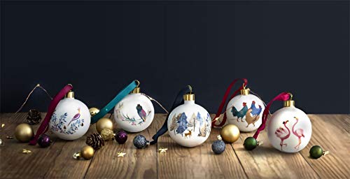 Portmeirion Home & Gifts Three French Hens Christmas Bauble, ceramic, Multi Coloured, 9