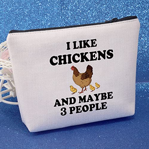 PLITI Chicken Makeup Bag Funny Chicken Lover Gift for Women Chicken Mom Gift I Like Chickens and Maybe 3 People Travel Bag(I Like ChickensU)