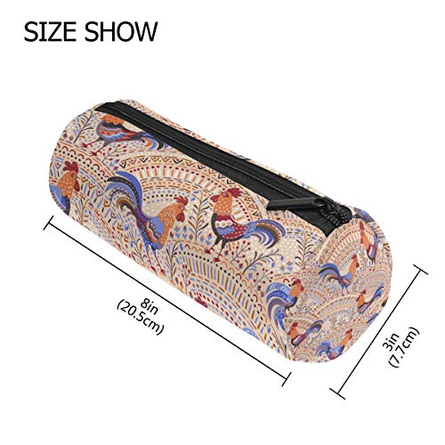 linomo Pencil Case Ethnic Rooster Cock Chicken Pencil Pen Bag Pouch Holder for Kids School Office