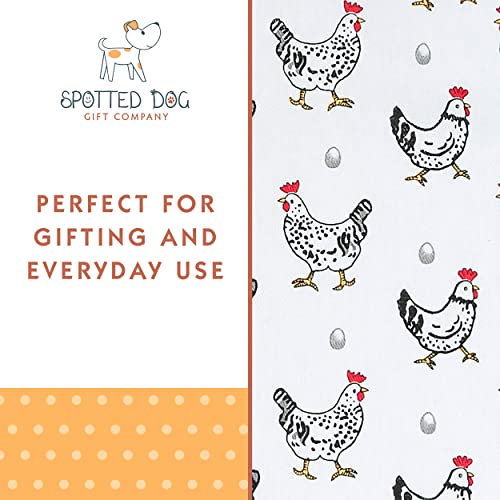 SPOTTED DOG GIFT COMPANY Tea Towels for Kitchen, Quality 100% Cotton Dish Towels for Drying Dishes, Farm Animal Chicken Themed, Gifts for Chicken Lovers (Set of 2, 70cm x 50cm)