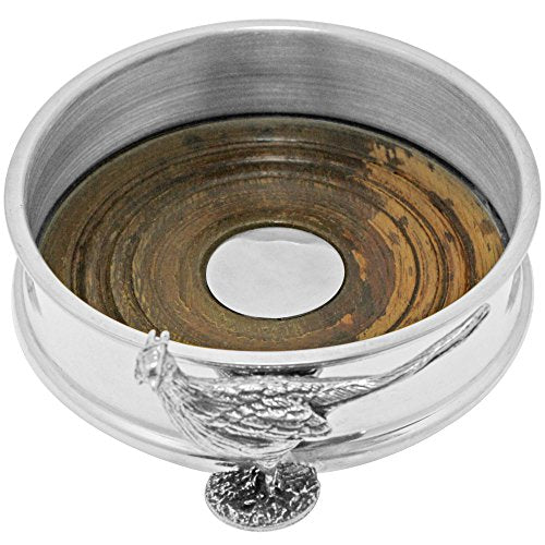 English Pewter Company Wine Bottle Coaster with Pheasant Adornment [PHS115]
