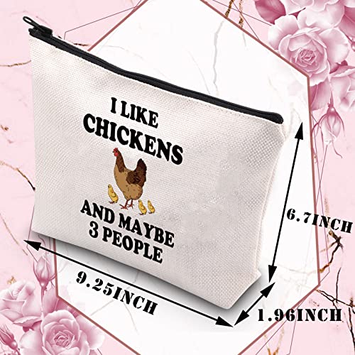 PLITI Chicken Makeup Bag Funny Chicken Lover Gift for Women Chicken Mom Gift I Like Chickens and Maybe 3 People Travel Bag(I Like ChickensU)