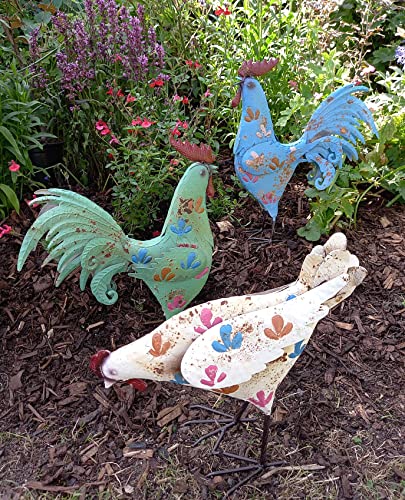 F&G Supplies Cream Hen Chicken Sculpture Garden Ornament - in pretty painted metal ideal for the home or garden!